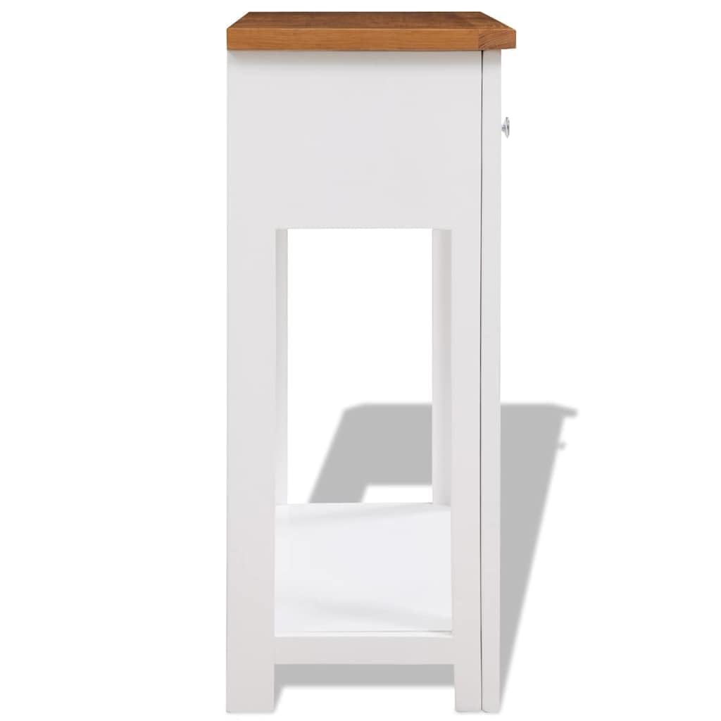 Solid Oak Wood Console Table with Drawers O580725