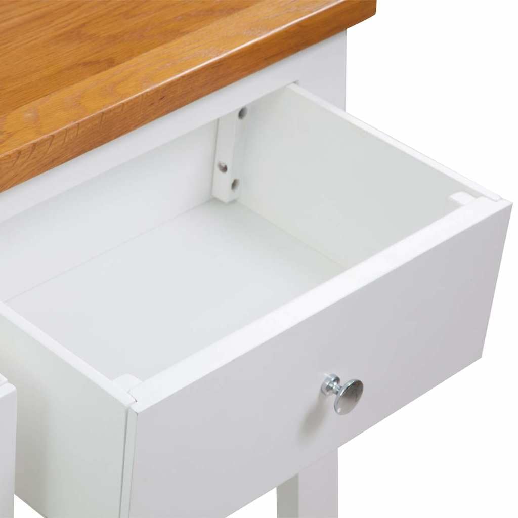 Solid Oak Wood Console Table with Drawers O580725