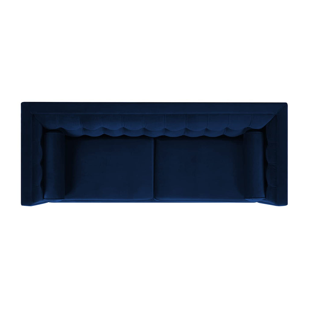 Navy Blue Velvet Tufted Sofa H2254