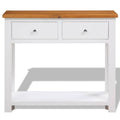 Solid Oak Wood Console Table with Drawers O580725