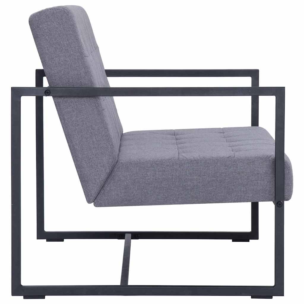 Light Gray Fabric 2 Seater Loveseat Sofa with Steel Legs T77935