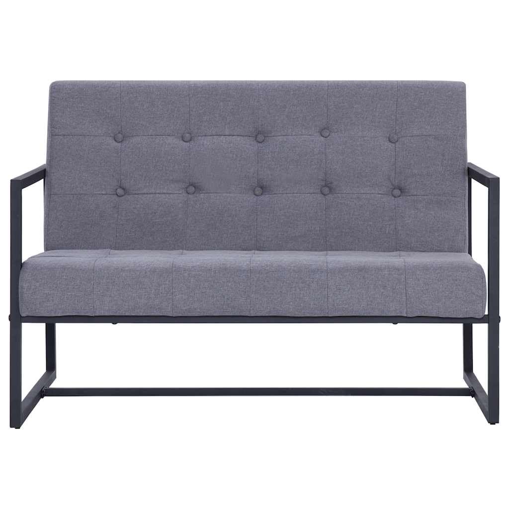 Light Gray Fabric 2 Seater Loveseat Sofa with Steel Legs T77935