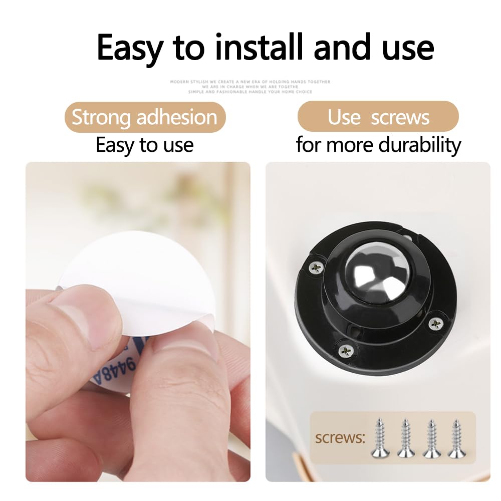 Self Adhesive Caster Wheels 0.8 Inch Black 4 Pack R82165