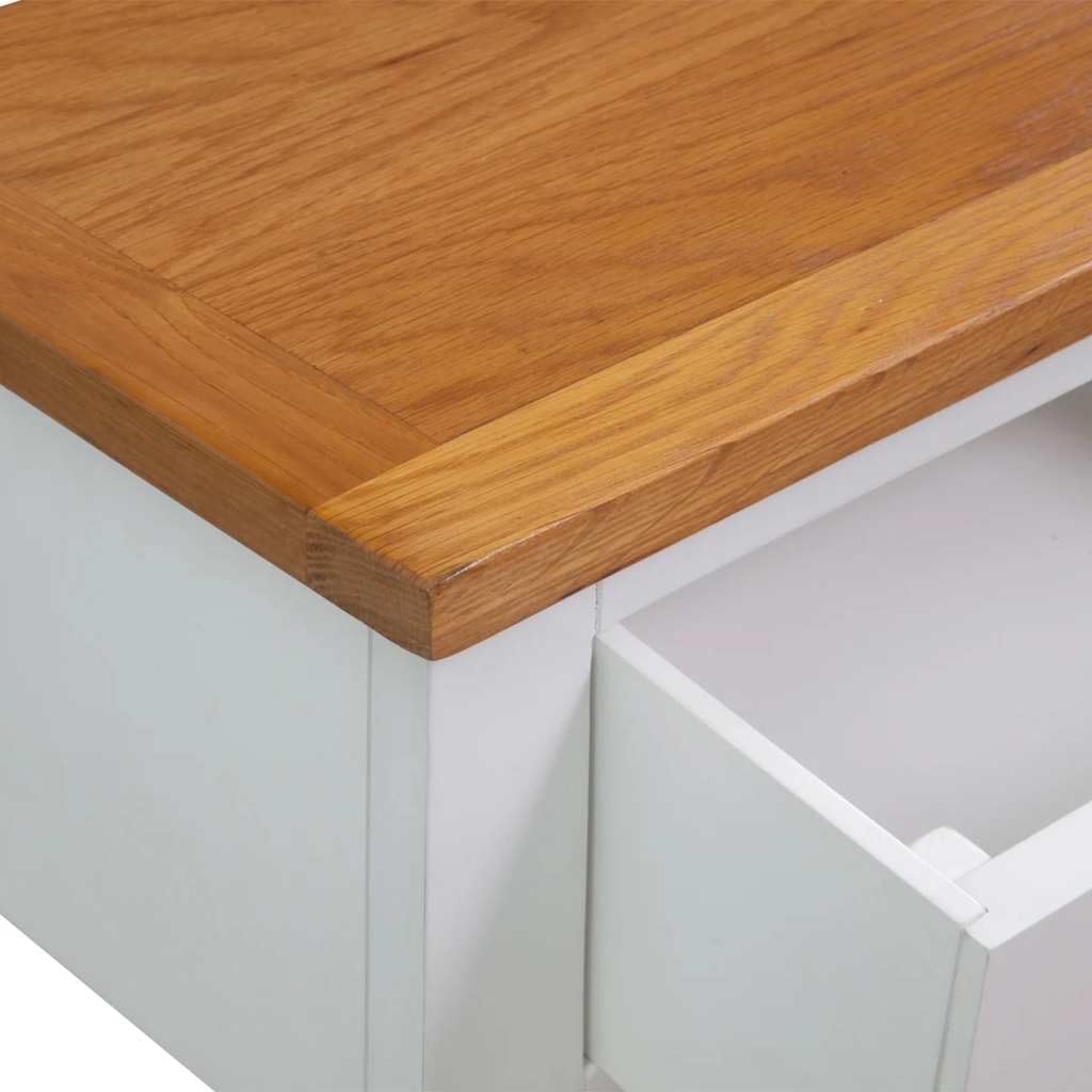 Solid Oak Wood Console Table with Drawers O580725