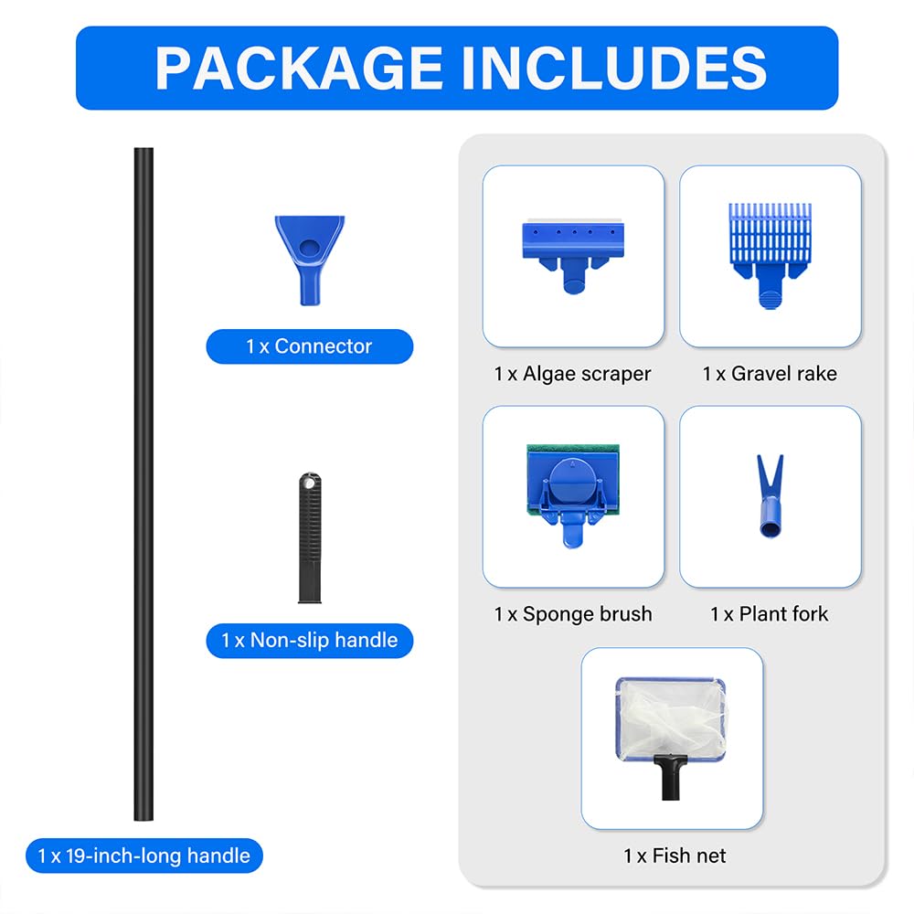 5 in 1 Fish Tank Cleaner Kit with 19 Inch Anti-Slip Handle P870090