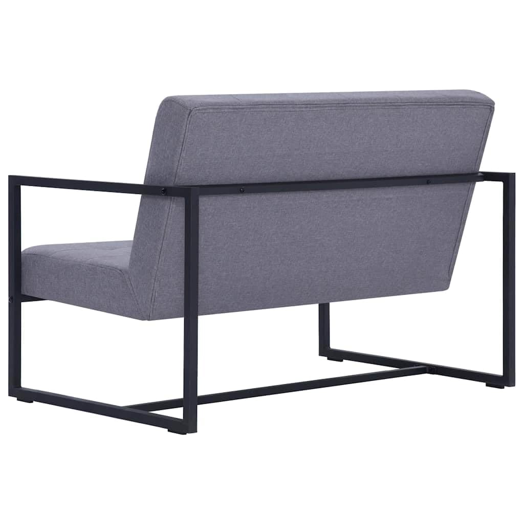Light Gray Fabric 2 Seater Loveseat Sofa with Steel Legs T77935
