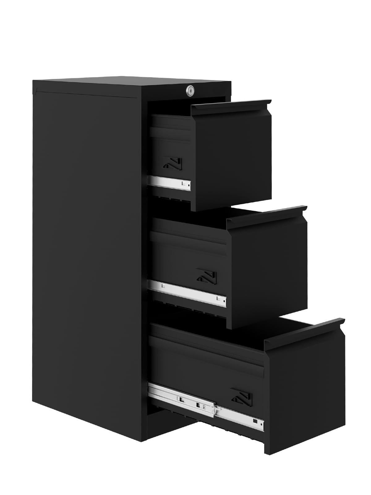 3 Drawer Metal File Cabinet with Lock, Black L60462