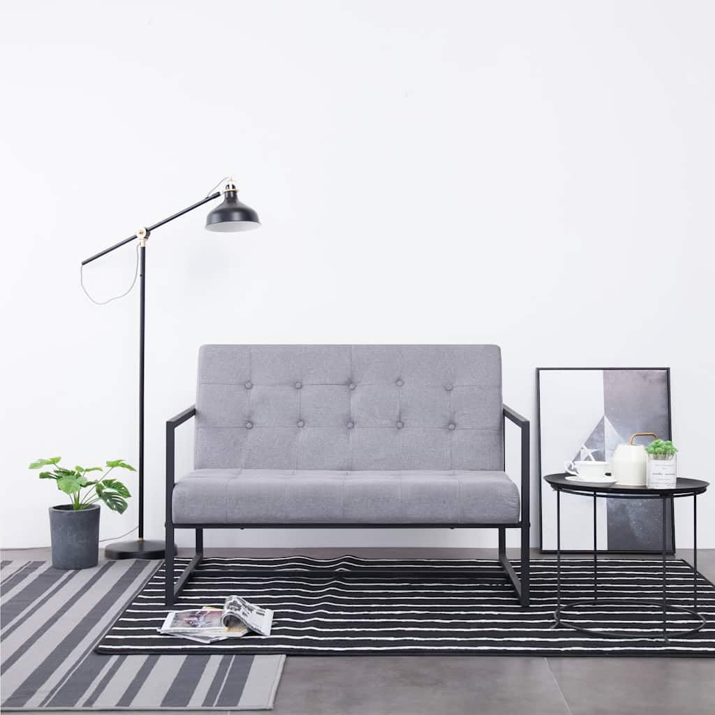 Light Gray Fabric 2 Seater Loveseat Sofa with Steel Legs T77935