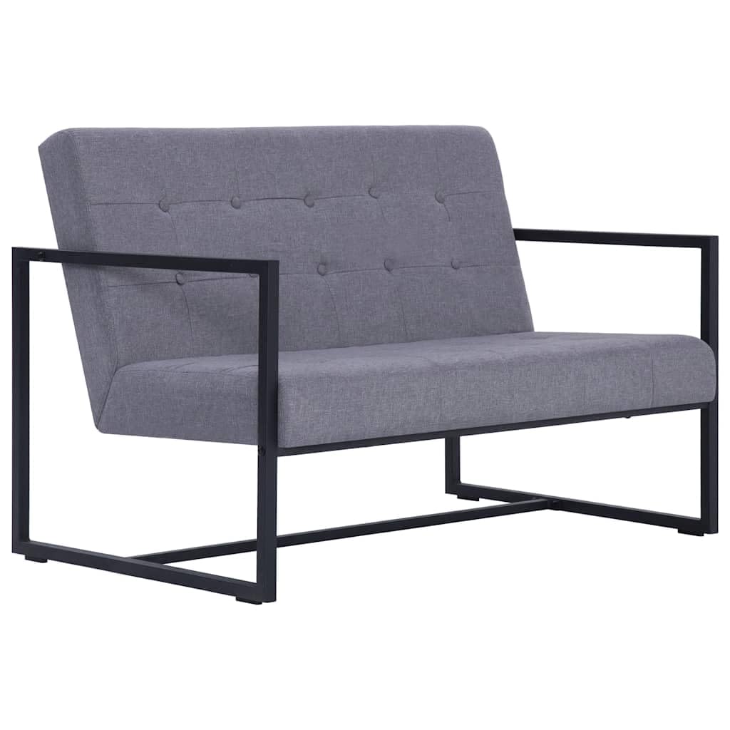 Light Gray Fabric 2 Seater Loveseat Sofa with Steel Legs T77935