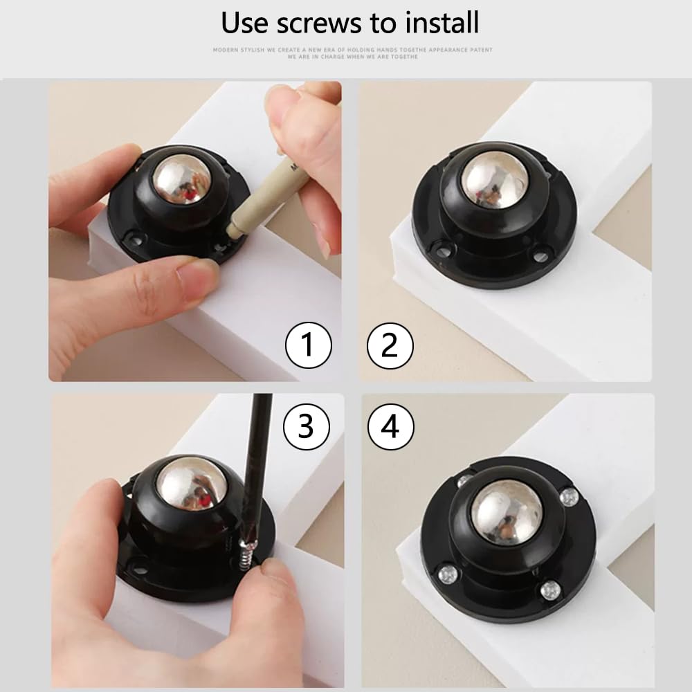 Self Adhesive Caster Wheels 0.8 Inch Black 4 Pack R82165