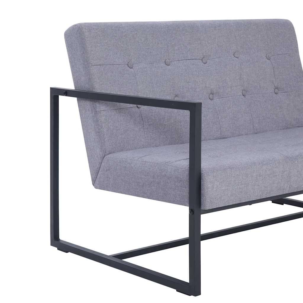 Light Gray Fabric 2 Seater Loveseat Sofa with Steel Legs T77935