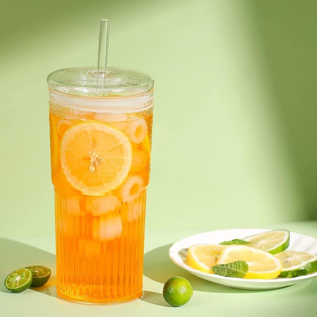 Glass Tumbler with Lid and Straw 20oz H73002