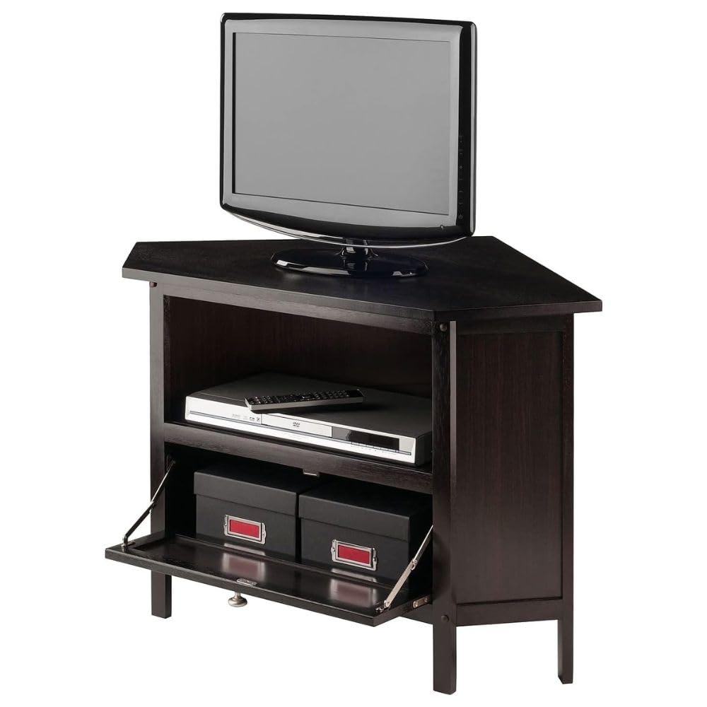 Espresso Corner TV Stand for TVs Up to 27 Inches Wood H8064