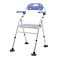 Folding Shower Seat with Arms and Back, Height Adjustable Non-Slip Bath Bench, 330lbs Capacity, Blue W25445