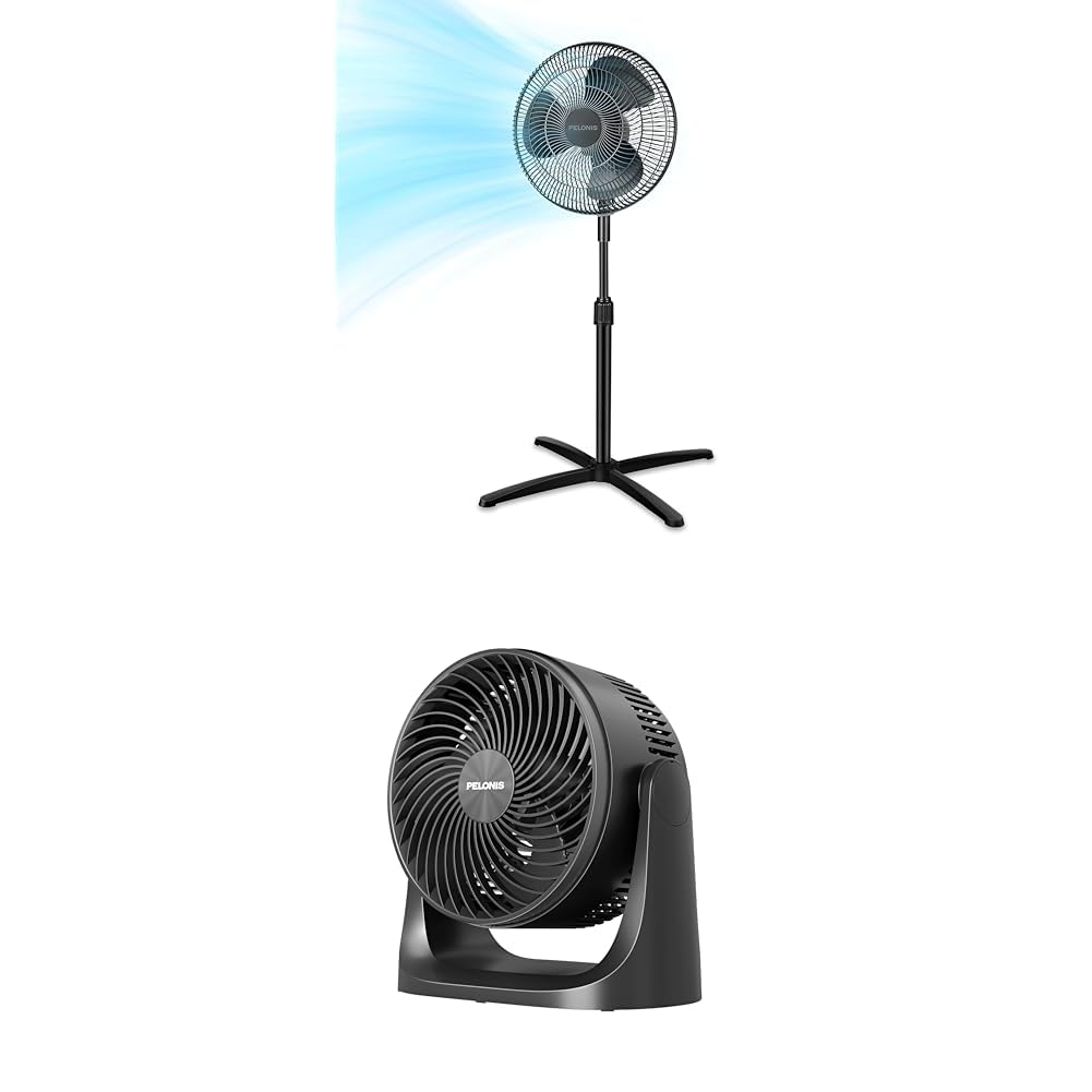 16" Pedestal Fan & 7" Table Fan Bundle, 3-Speed Black T7278