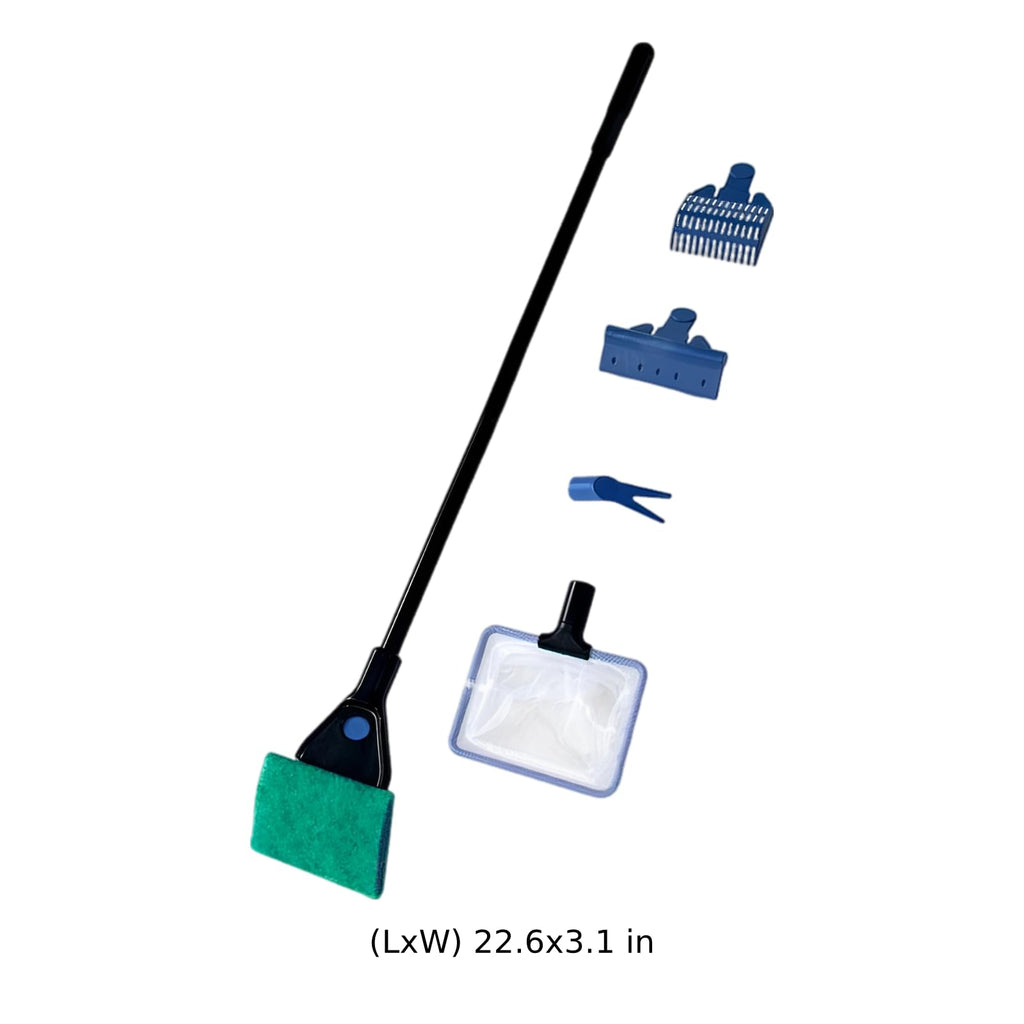 5 in 1 Aquarium Cleaning Kit with Algae Scraper Gravel Rake Fish Net and Brush H359