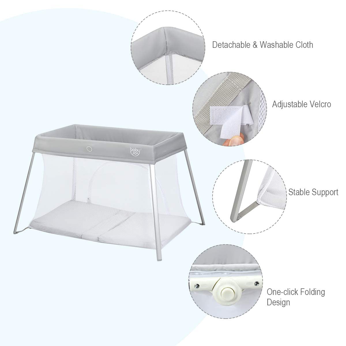 2 in 1 Portable Baby Playard with Mattress and Carry Bag I253