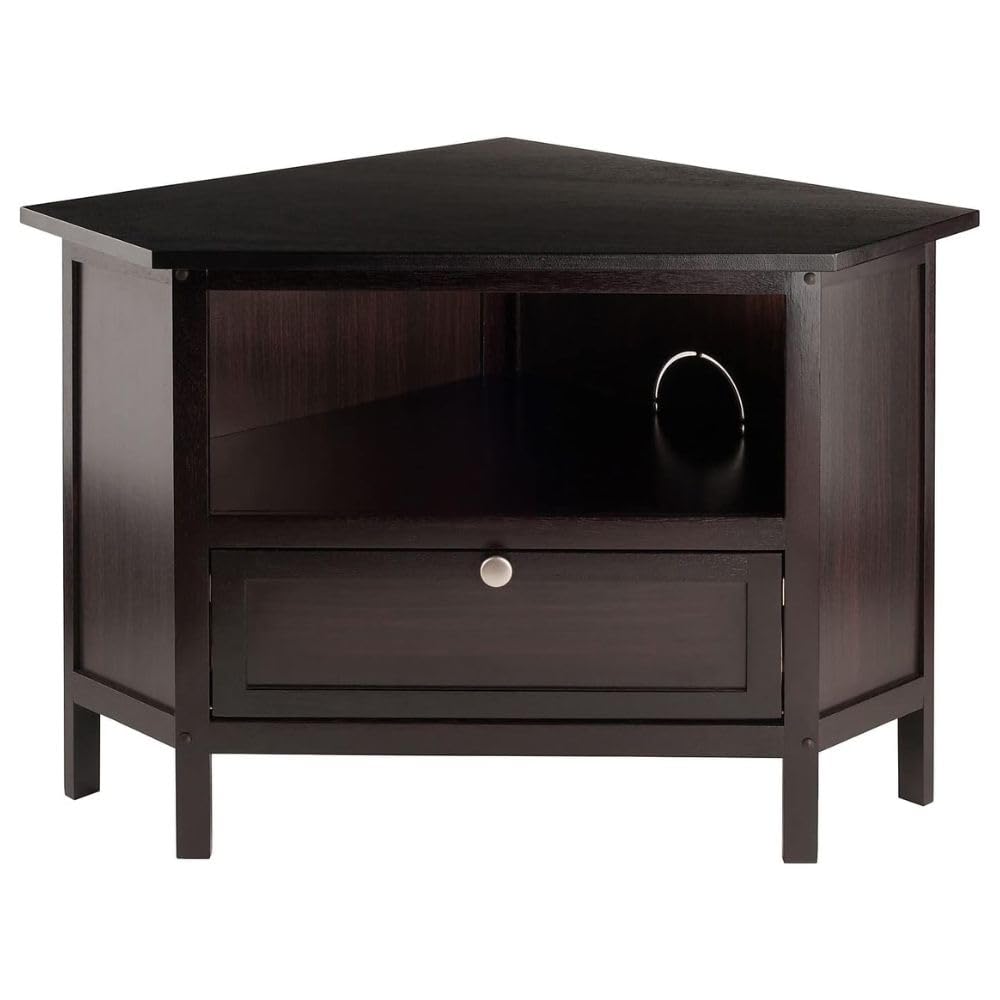 Espresso Corner TV Stand for TVs Up to 27 Inches Wood H8064
