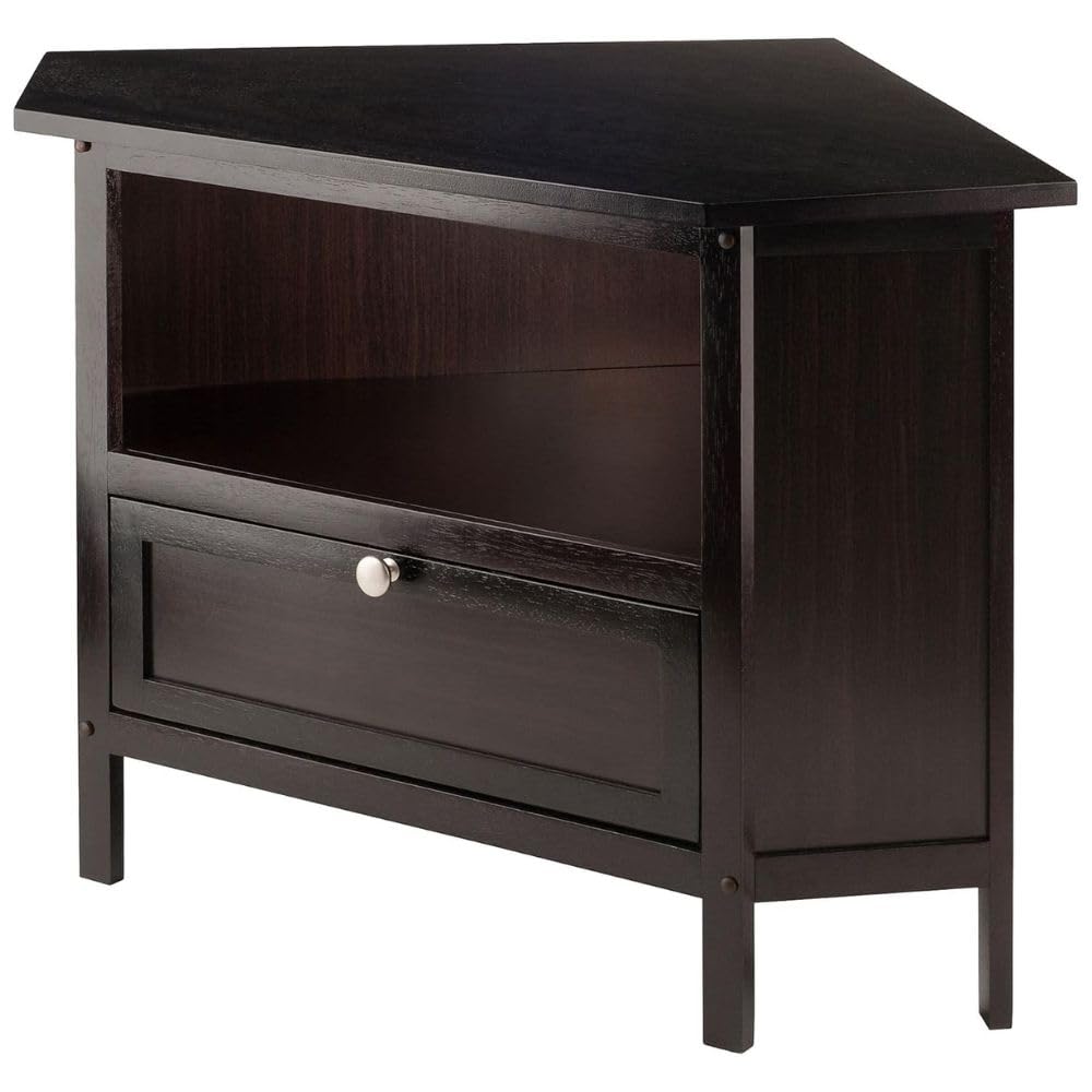 Espresso Corner TV Stand for TVs Up to 27 Inches Wood H8064