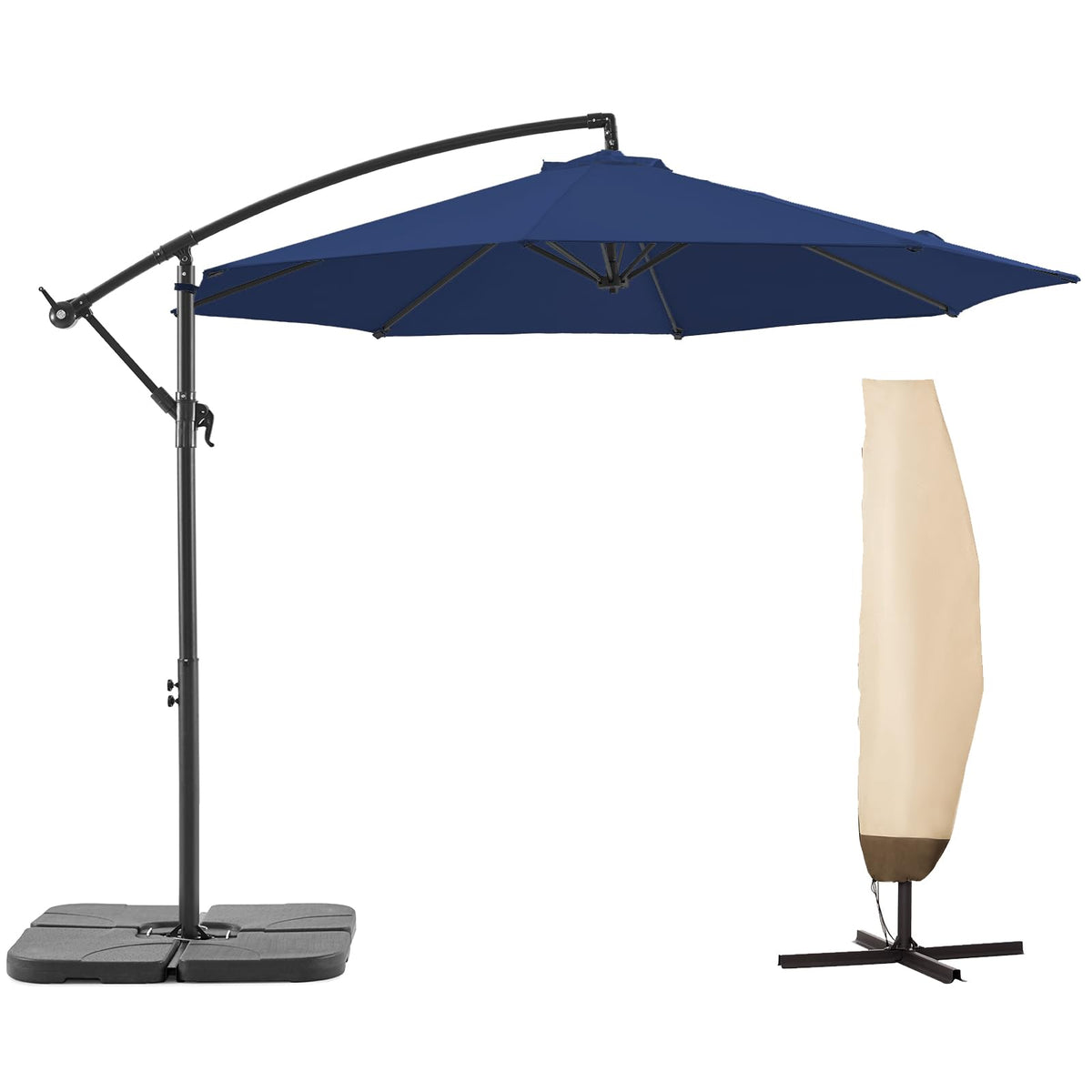 10 FT Navy Blue Patio Offset Umbrella X698037