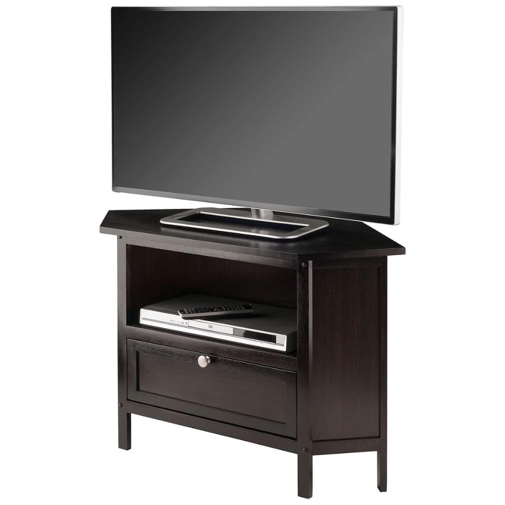 Espresso Corner TV Stand for TVs Up to 27 Inches Wood H8064