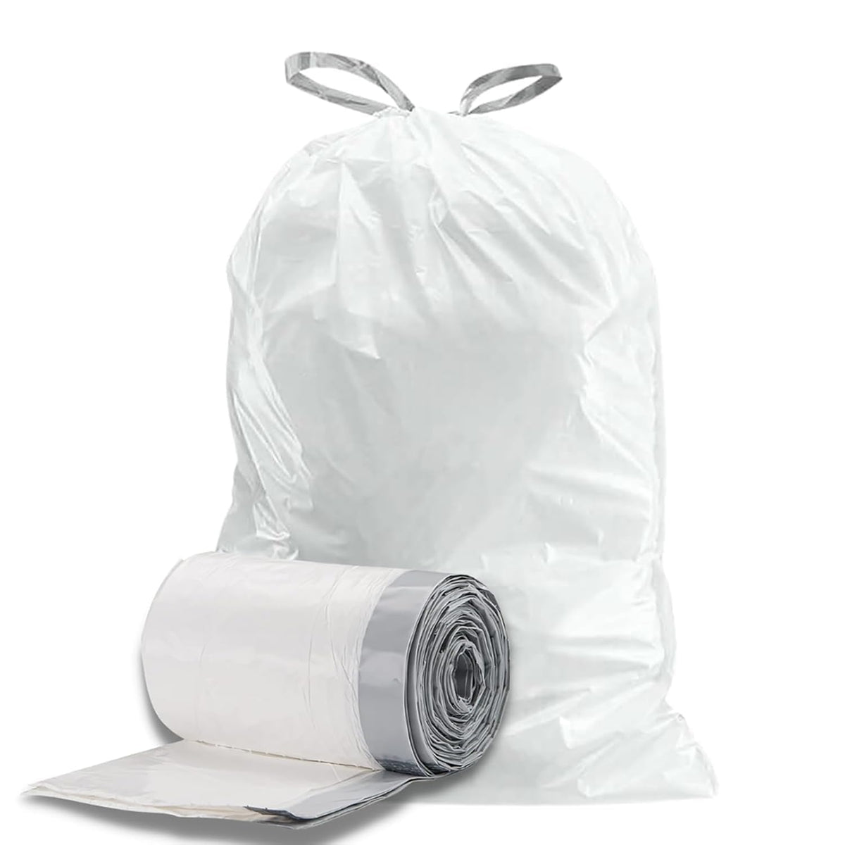 White 8-9 Gallon Drawstring Trash Bags, 100 Count O188476