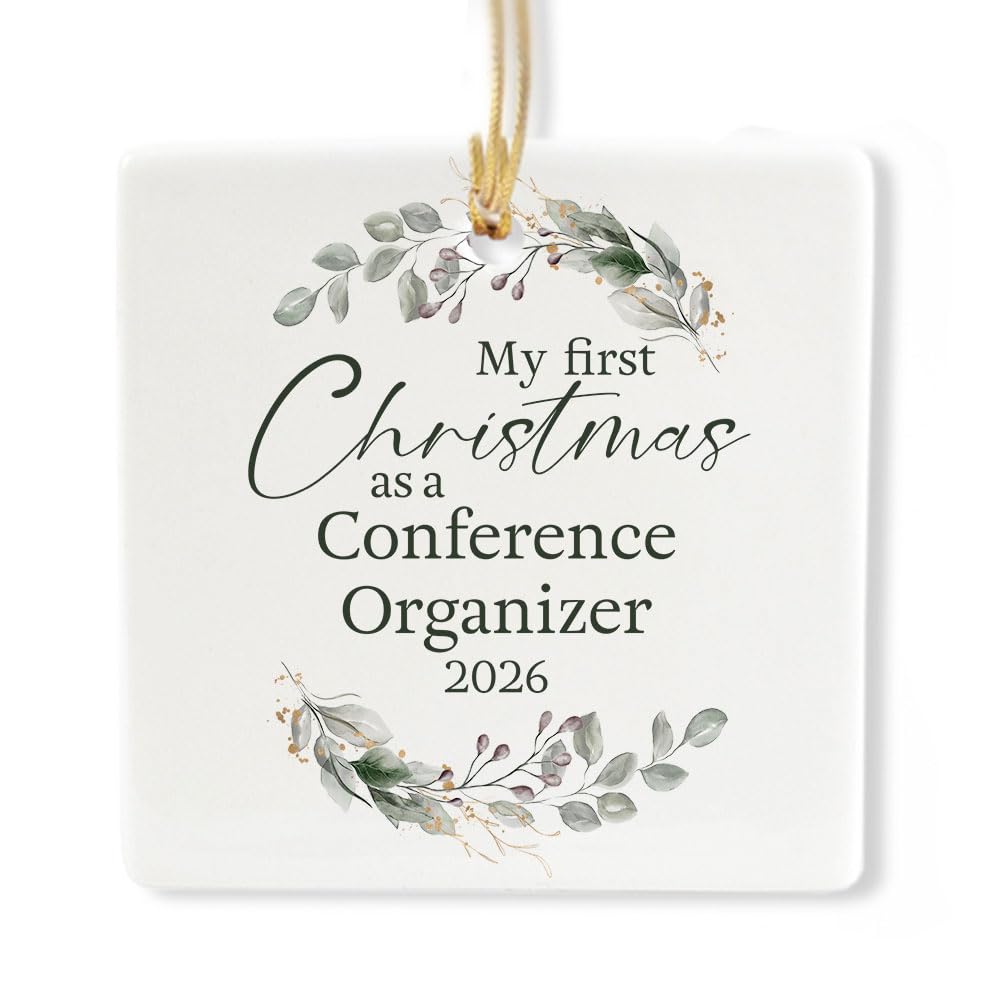Ceramic 3-inch Square-Shaped Botanical Wreath Ornament C65727