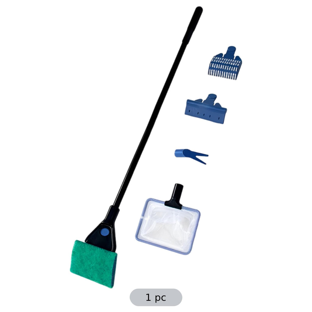 5 in 1 Aquarium Cleaning Kit with Algae Scraper Gravel Rake Fish Net and Brush H359