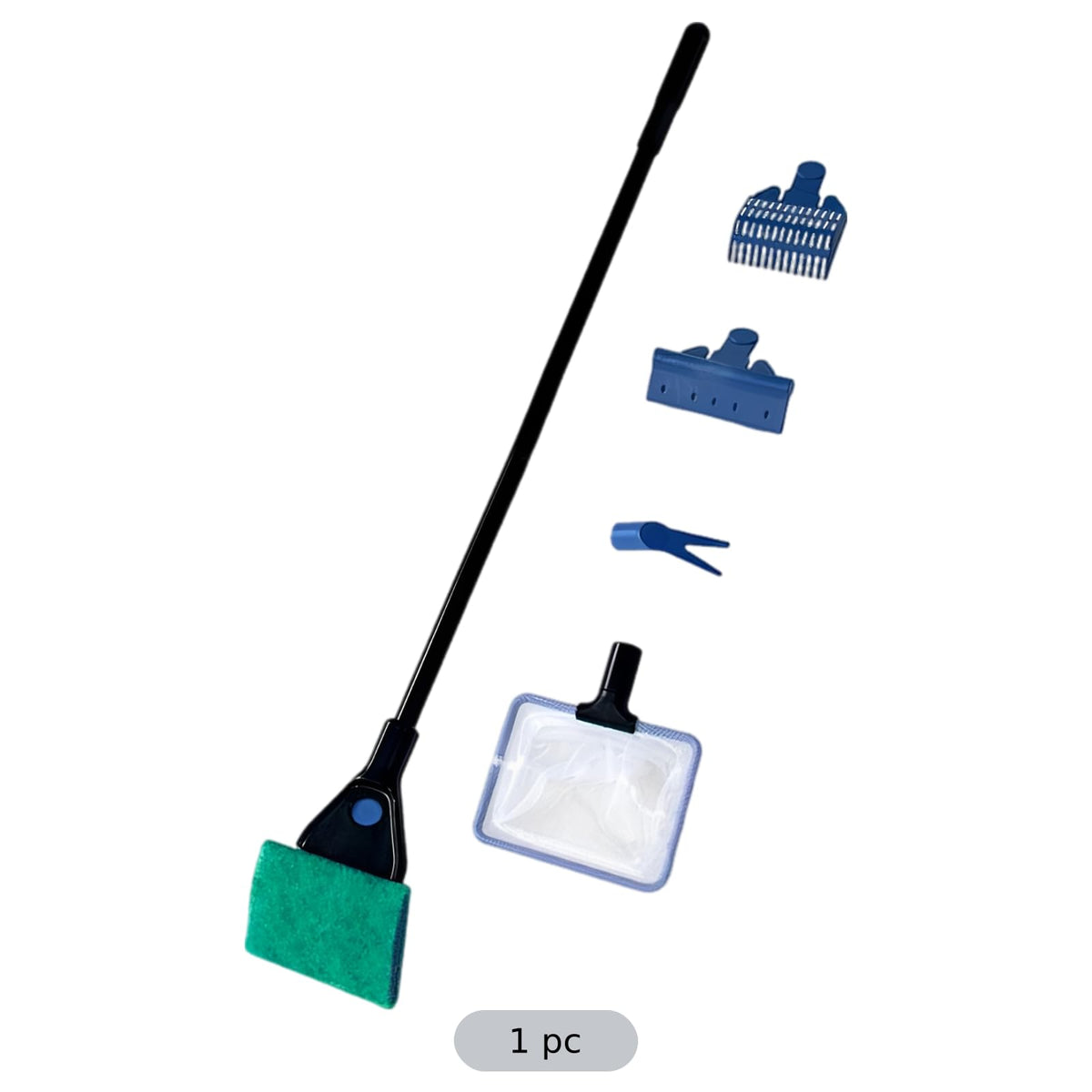 5 in 1 Aquarium Cleaning Kit with Algae Scraper Gravel Rake Fish Net and Brush H359