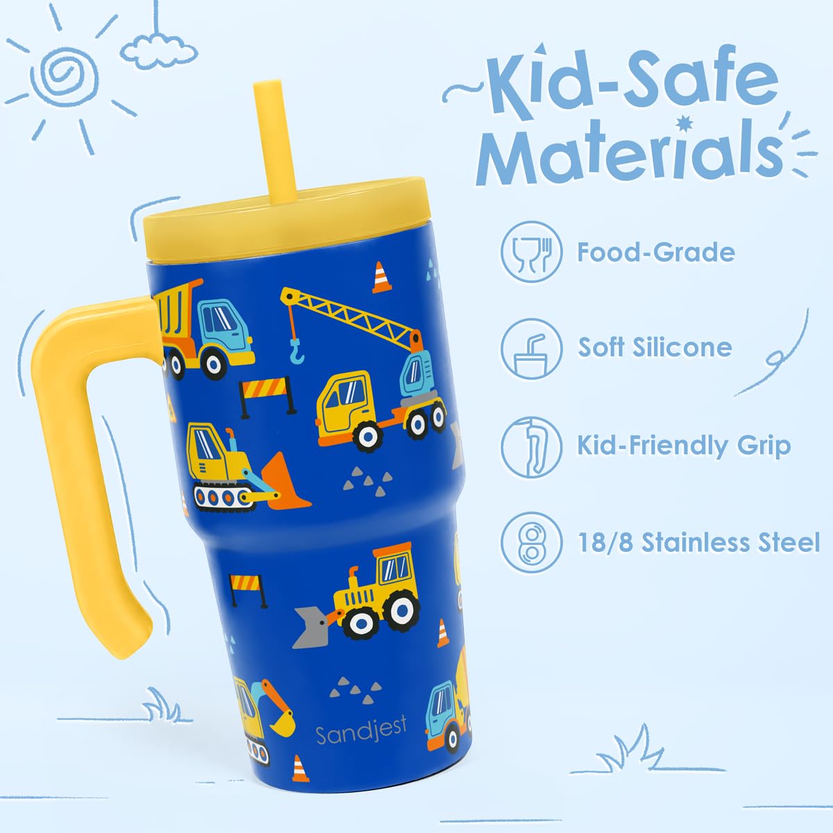 20oz Insulated Stainless Steel Tumbler with Handle and Straw Lid O890508