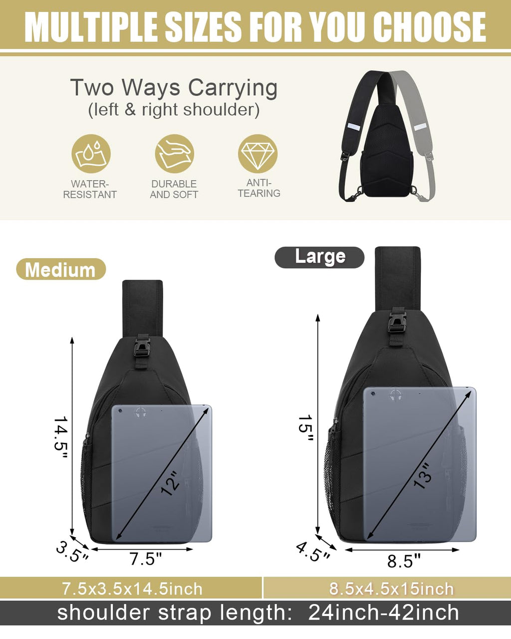 Crossbody Sling Bag with Convertible Shoulder Strap P61657