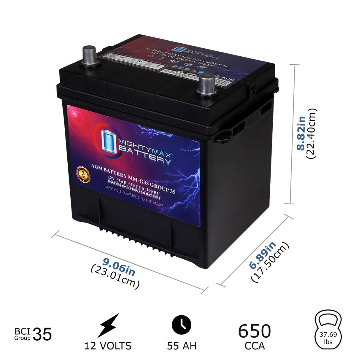 12V 55Ah AGM Replacement Battery Z577
