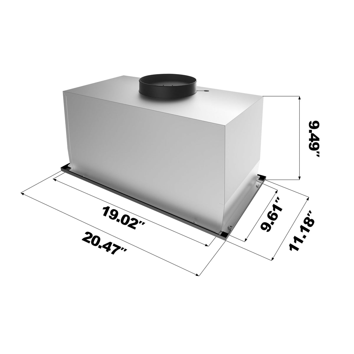 20 inch 650 CFM Black Insert Range Hood V7231