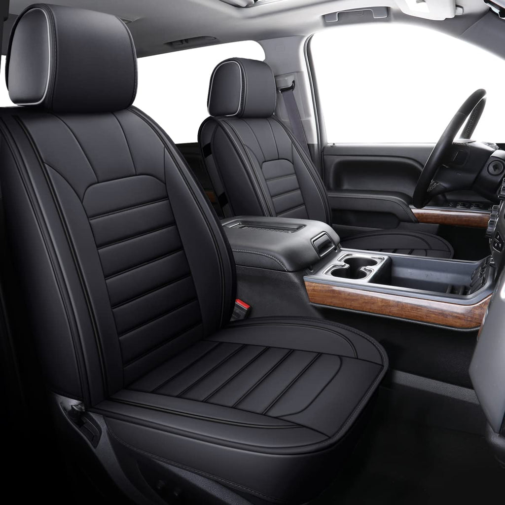 Black Faux Leather Full Set Seat Covers B8397