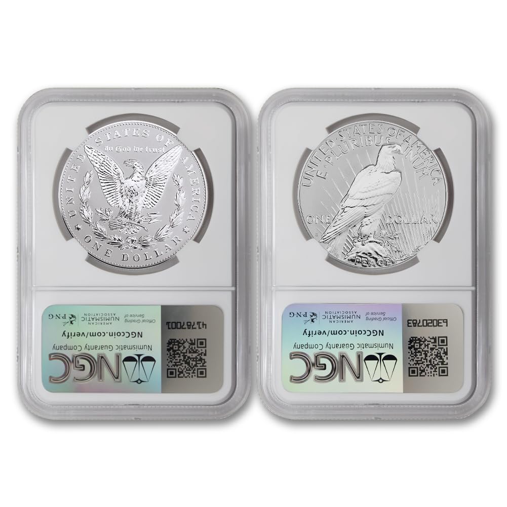 Set of 2 American Silver Morgan and Peace Dollar Q9007