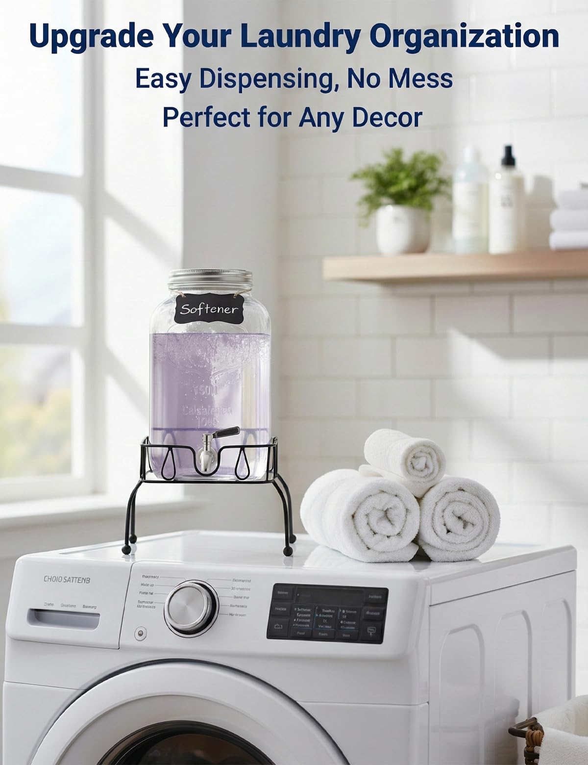 2 Gallon Glass Drink Dispenser with Stand and Lid T748