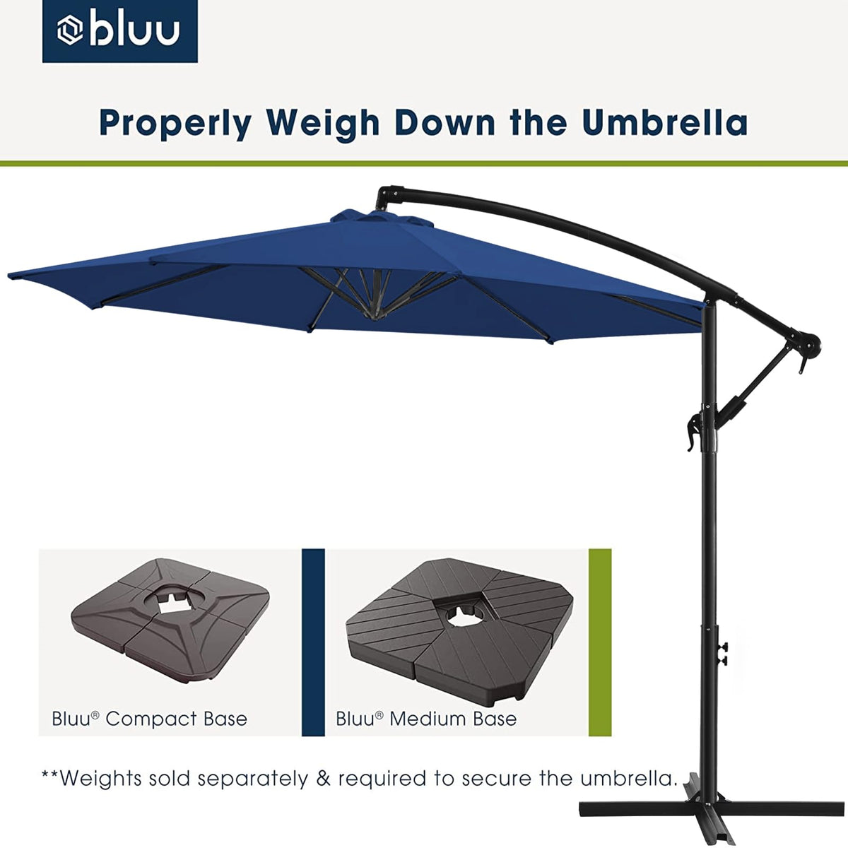 10 FT Navy Blue Patio Offset Umbrella X698037