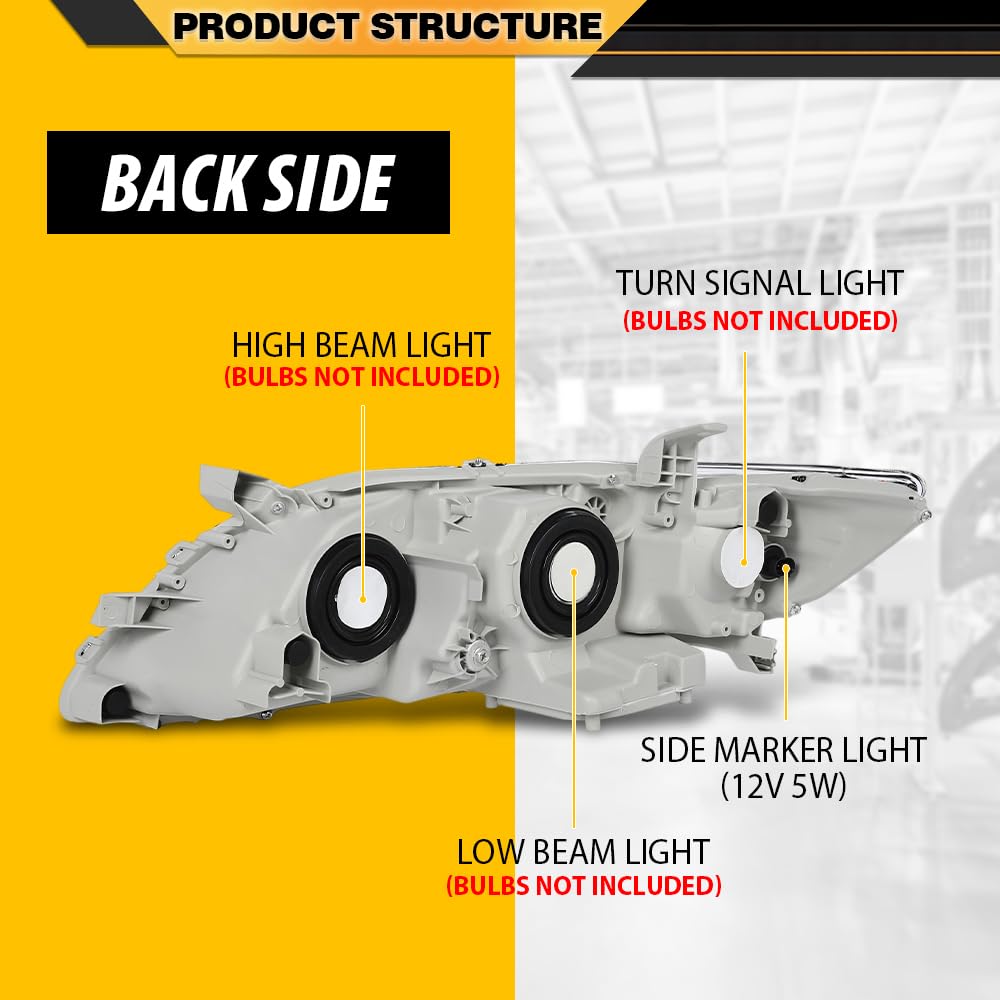 Clear Lens Chrome Housing Amber Reflector Headlight Assembly Pair T50825