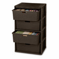 Brown 4 Drawer Plastic Storage Tower L789