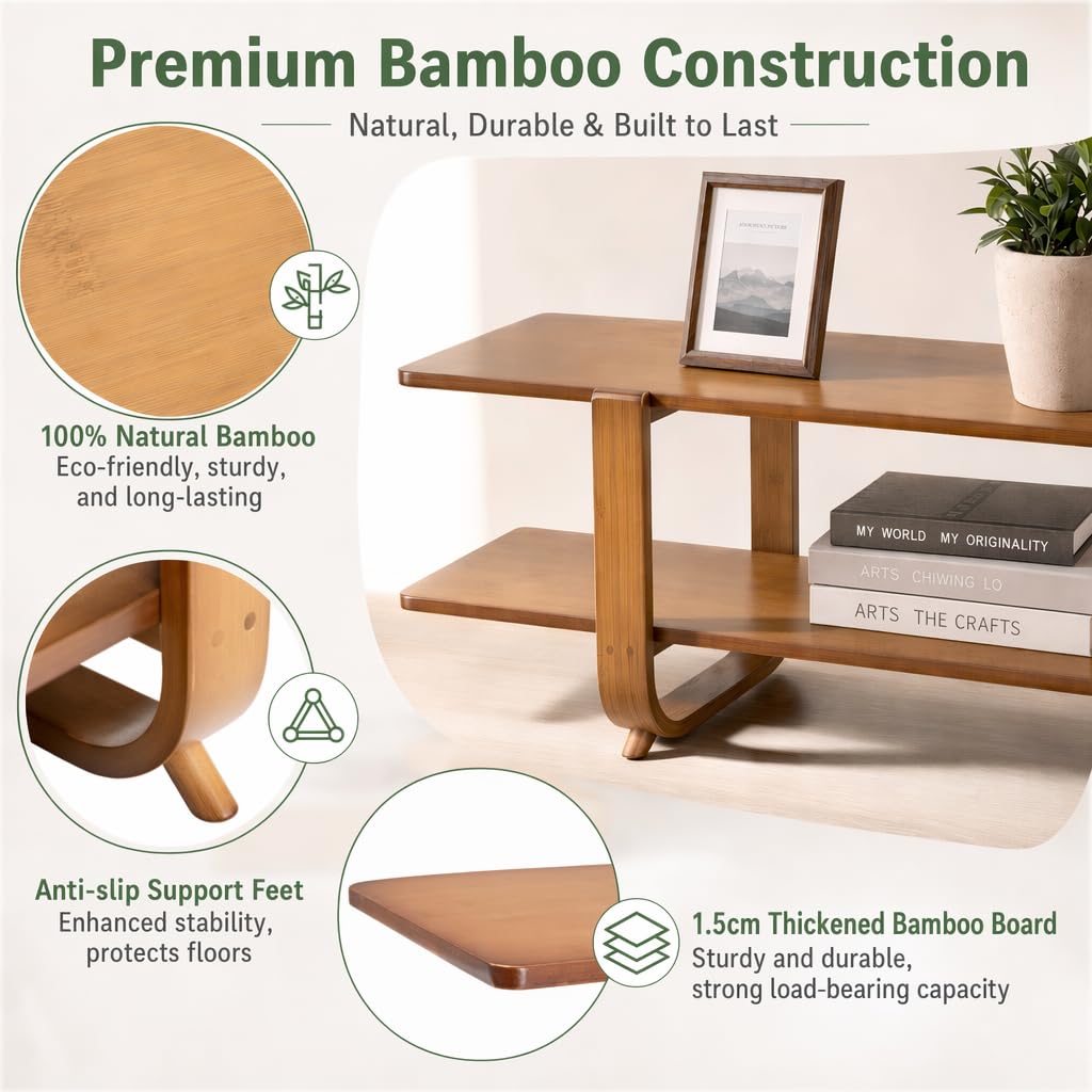 Bamboo TV Stand with Storage up to 65'' K4446