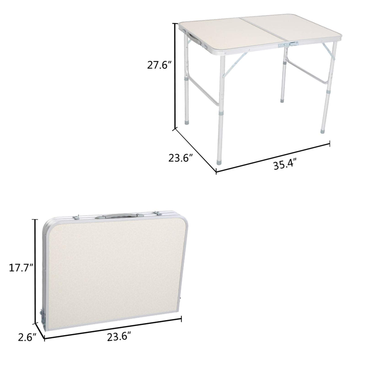 Folding Picnic Table 3FT Portable Camping Table White H59395