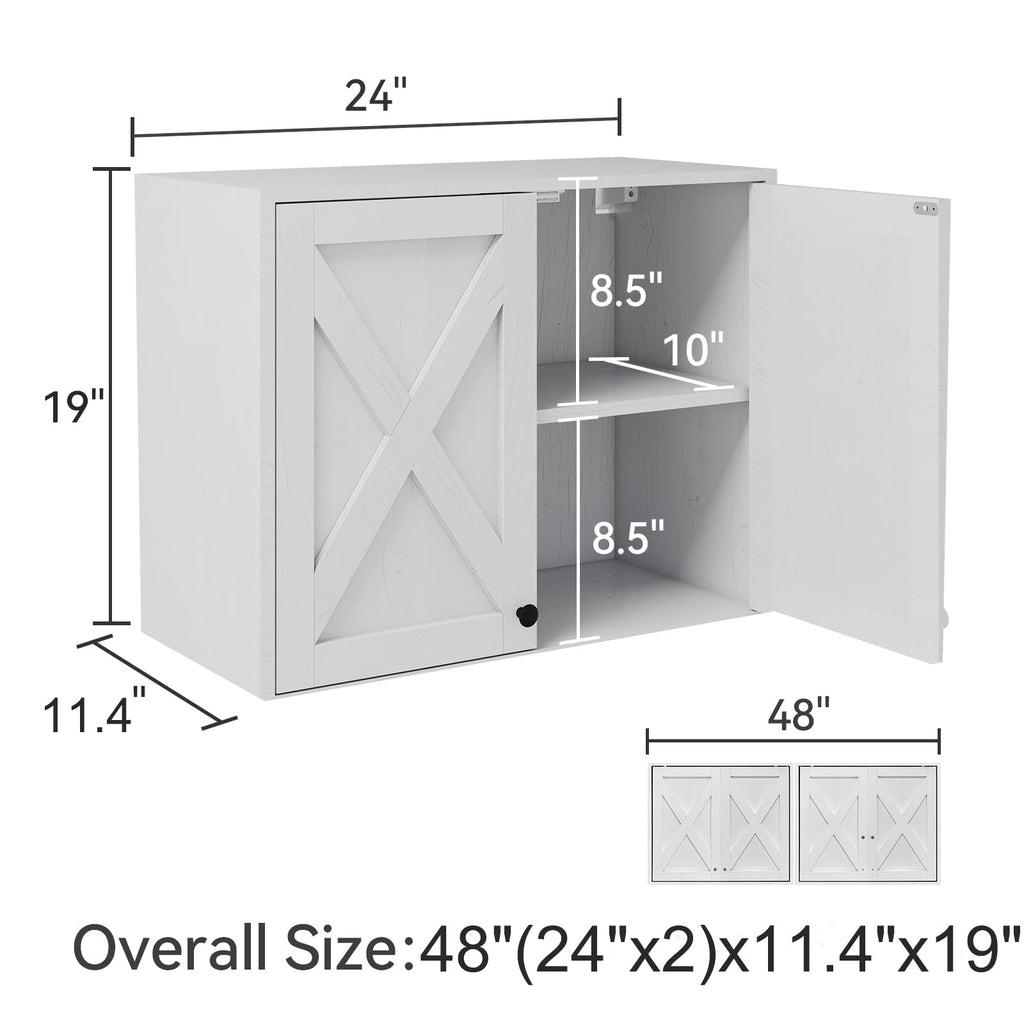 White Wall Mounted Laundry Room Cabinets I931