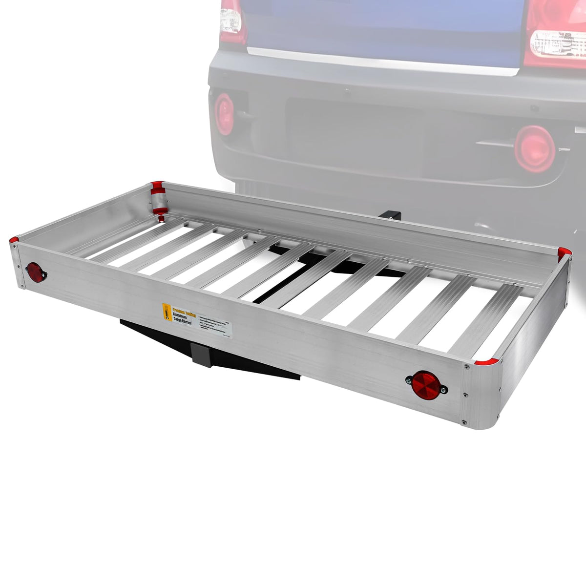 500-lb Capacity 50 inch x 22 inch Folding Aluminum Hitch Mount Cargo Carrier Basket Q44423