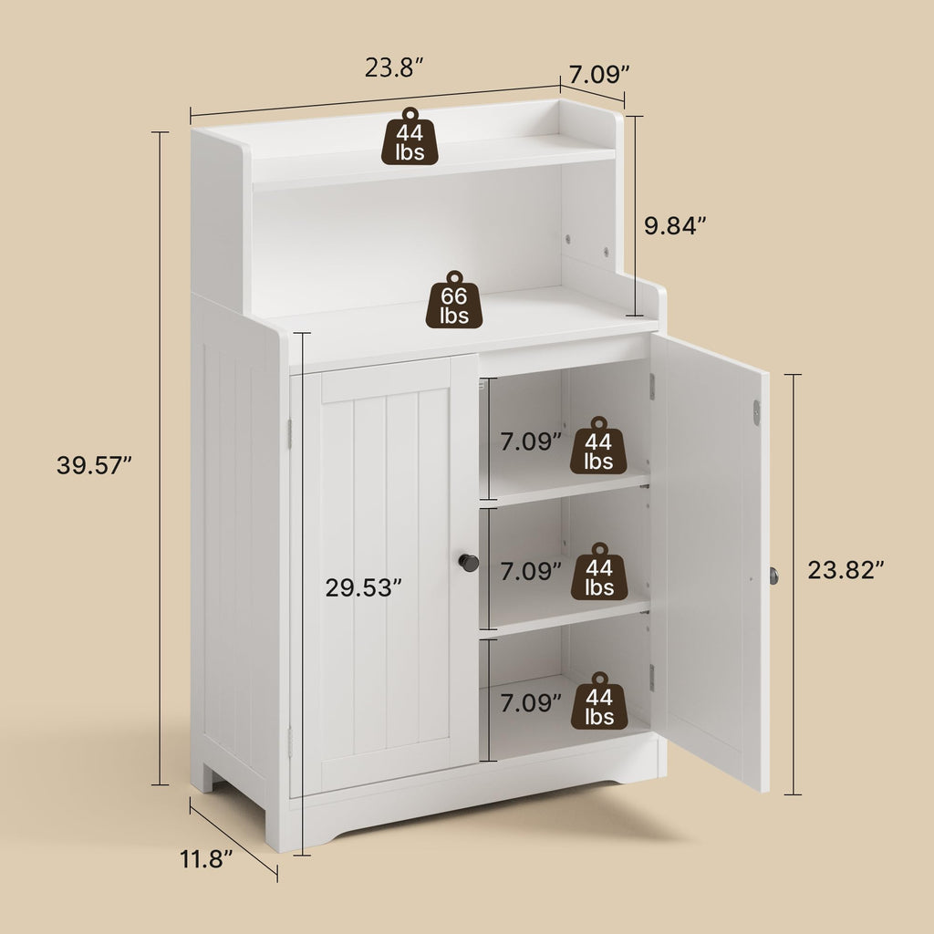 White Bathroom Storage Cabinet with 2 Adjustable Shelves A5116