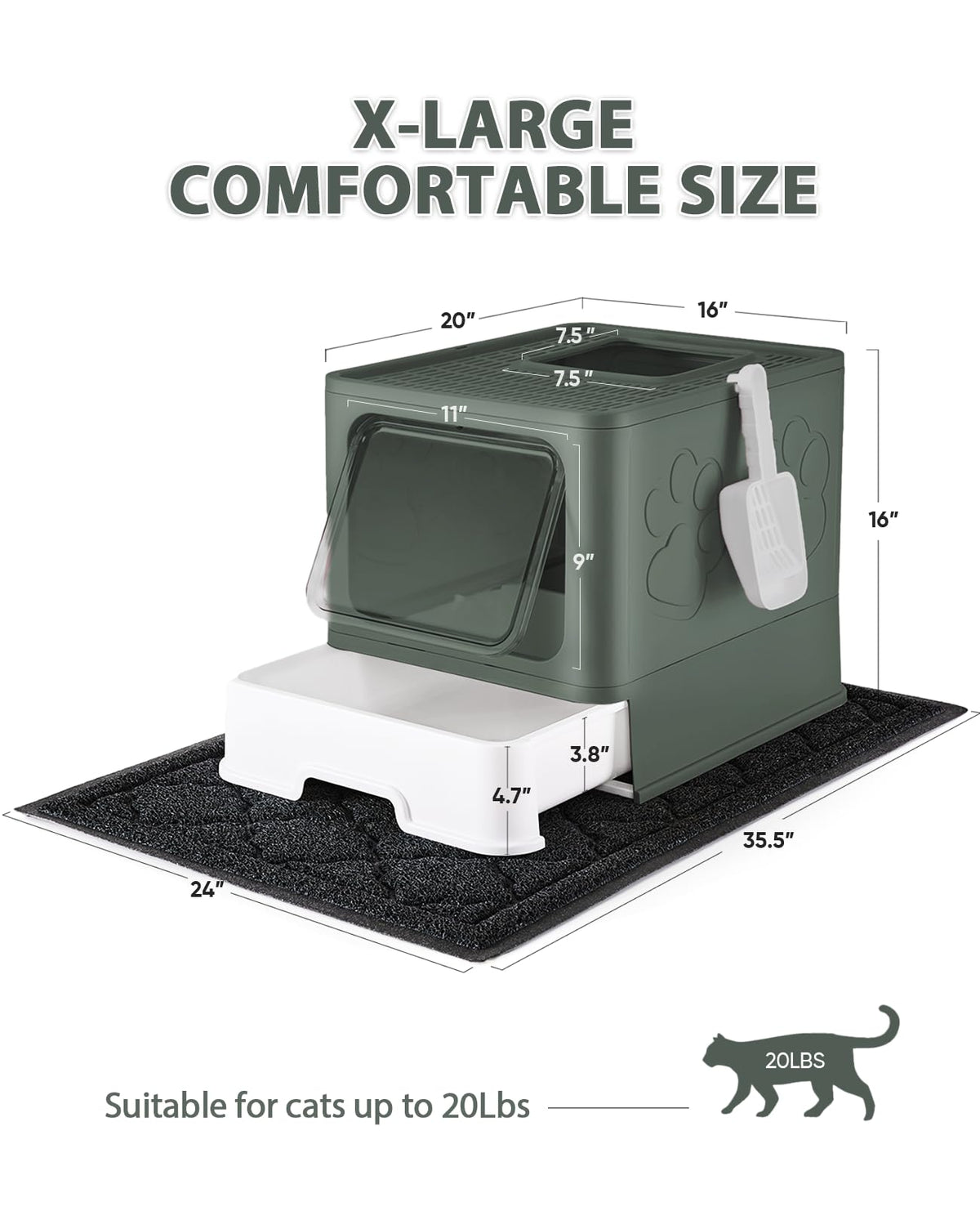 X-Large Cat Litter Box with Litter Mat and Scoop K862957