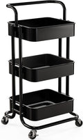 3 Tier Rolling Cart with Handle & 2 Lockable Wheels E259833