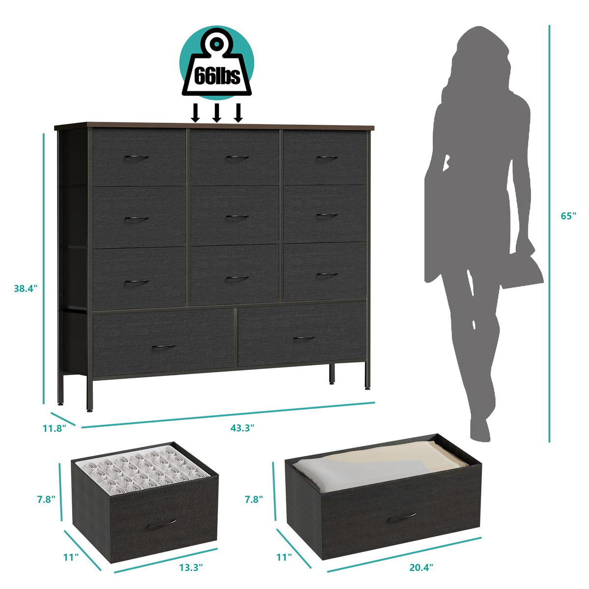 43.3" Wide 11 Drawer Dresser P316