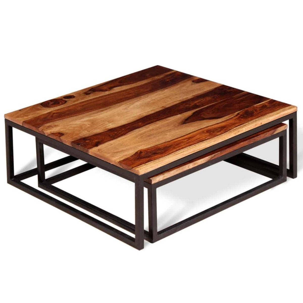 Two Piece Nesting Coffee Table Solid Sheesham Wood W802