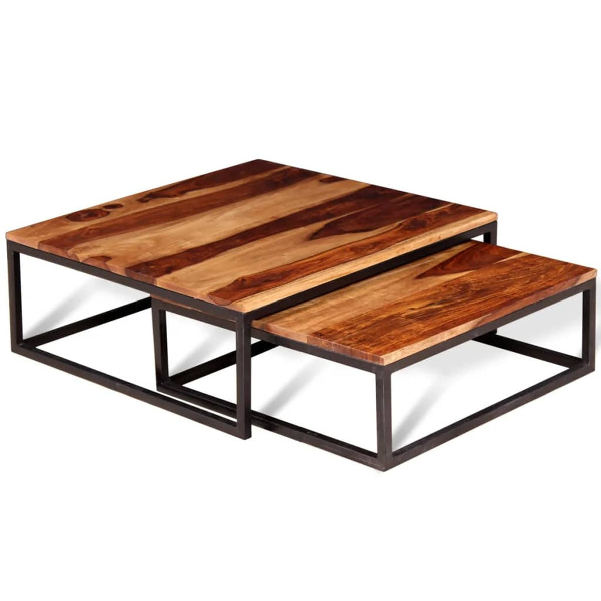Two Piece Nesting Coffee Table Solid Sheesham Wood W802