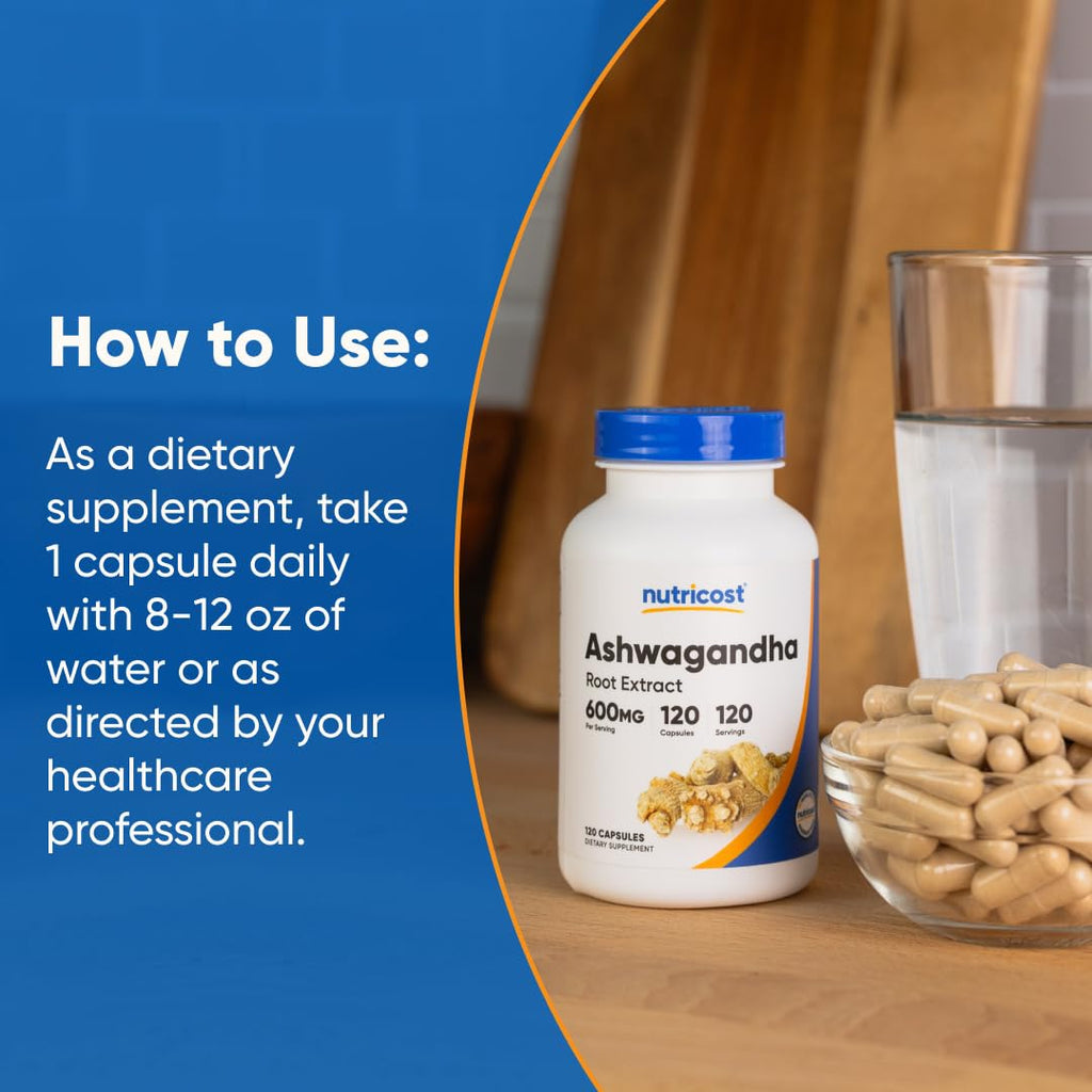 Ashwagandha Herbal Supplement 600mg 120 Capsules A605